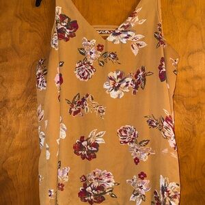 Maurices Mustard Floral V-Neck Tank Top